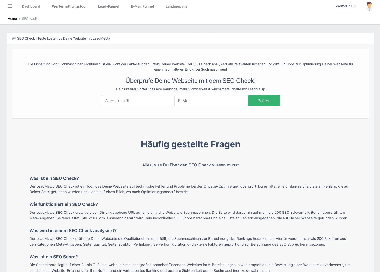 SEO-Check in der Marketing Software für Immobilienmakler