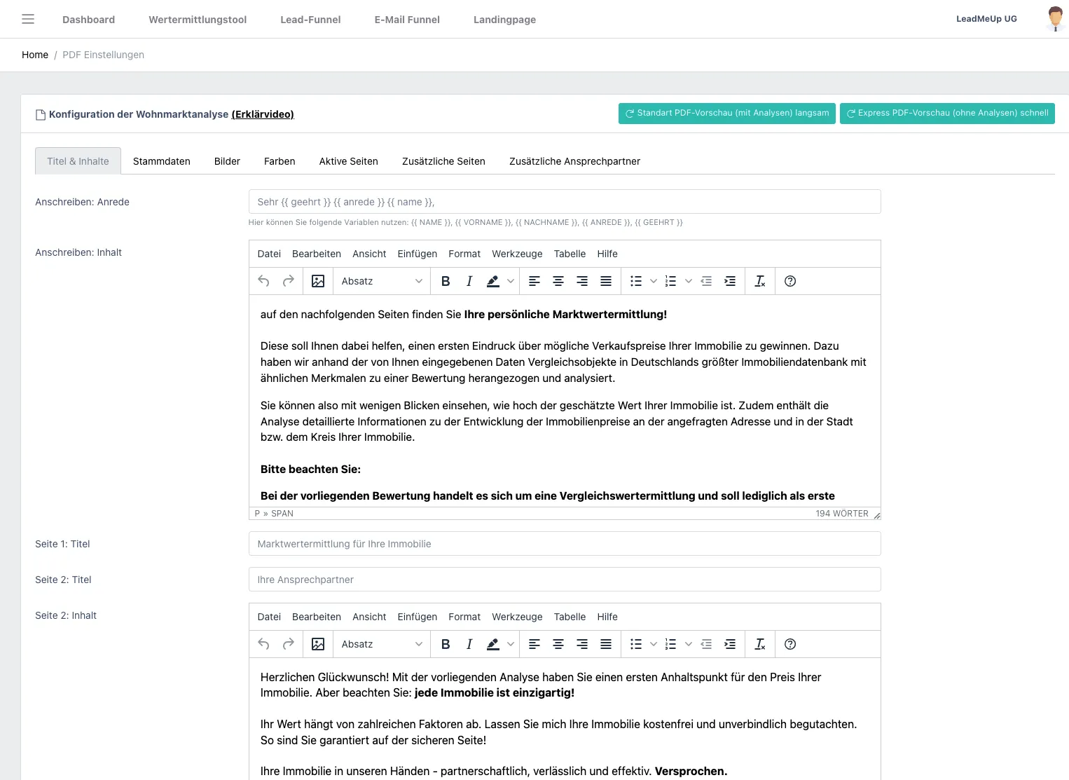 Wohnmarktanalyse in der Marketing Software für Immobilienmakler